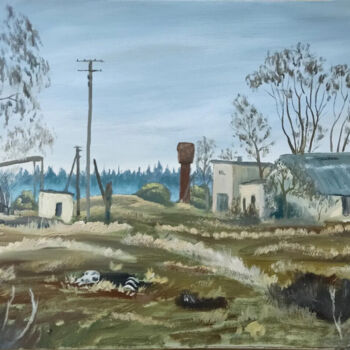 Peinture intitulée "Old Shepelichy farm" par Anna Berlinskaia, Œuvre d'art originale, Huile