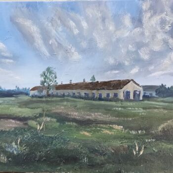 Painting titled "Farm in Zamoshnya" by Anna Berlinskaia, Original Artwork, Oil