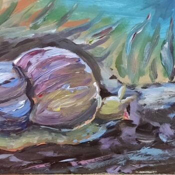 Картина под названием "Snail on the slope" - Anna Berlinskaia, Подлинное произведение искусства, Акрил
