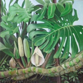 Картина под названием "Тропические цветы" - Анна Богданова, Подлинное произведение искусства, Акрил