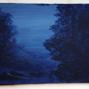 Painting titled "Blue" by Anna Bogdasarova, Original Artwork, Acrylic Mounted on Cardboard