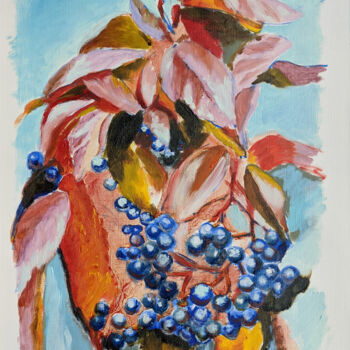 Painting titled "Wild grapes origina…" by Anna Brazhnikova, Original Artwork, Oil