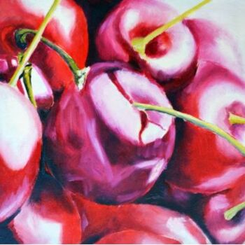 绘画 标题为“Cherries” 由Anna Brazhnikova, 原创艺术品, 油 安装在其他刚性面板上