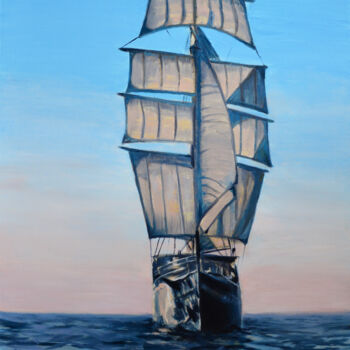 Painting titled "Tall ship" by Anna Brazhnikova, Original Artwork, Oil
