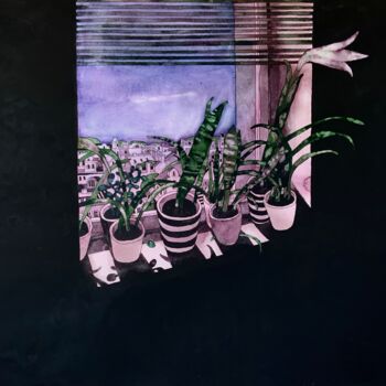 Peinture intitulée "Window" par Anna Bulkina, Œuvre d'art originale, Aquarelle