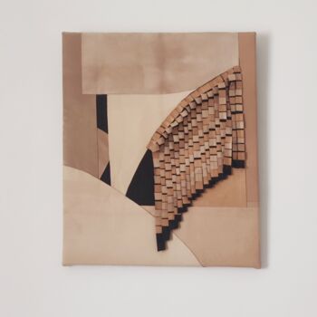 纺织艺术 标题为“Emporion” 由Anna Carmona, 原创艺术品, 拼贴 安装在木质担架架上