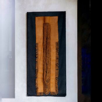 Art textile intitulée "Flecos de atardecer" par Anna Carmona, Œuvre d'art originale, Tissu Monté sur Châssis en bois