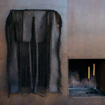 "Flecos sofisticados" başlıklı Tekstil Sanatı Anna Carmona tarafından, Orijinal sanat, Kumaş Ahşap Sedye çerçevesi üzerine m…