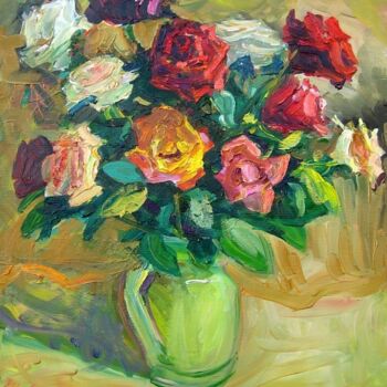 Painting titled "Rose" by Anna Churyukina, Original Artwork, Oil