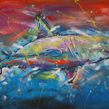 绘画 标题为“Requin de profil” 由Anna Corta, 原创艺术品, 丙烯