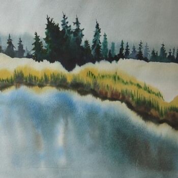 Peinture intitulée "The lake" par Anna Duyunova, Œuvre d'art originale, Autre