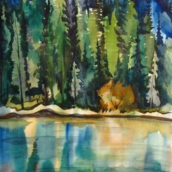 Painting titled "Mountain Lake" by Anna Duyunova, Original Artwork, Other