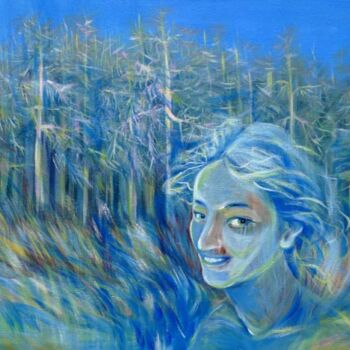 Painting titled "Blue Spring" by Anna Duyunova, Original Artwork, Oil