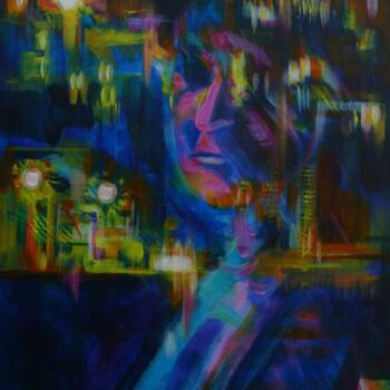 Painting titled "Night Self Reflecti…" by Anna Duyunova, Original Artwork, Oil