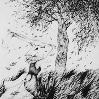 Drawing titled "Falling Leaves" by Anna Duyunova, Original Artwork, Other