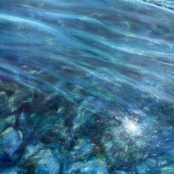 Painting titled "Tanzanite glow." by Anna Evtushenko, Original Artwork, Oil