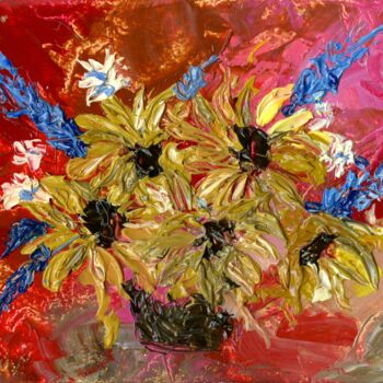 Schilderij getiteld "Bouquet of sunflowe…" door Anna Filippova, Origineel Kunstwerk, Olie