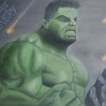 Malerei mit dem Titel "Hulk" von Anna Firefly, Original-Kunstwerk, Öl