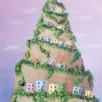「Happy town」というタイトルの絵画 Anna Fireflyによって, オリジナルのアートワーク, オイル