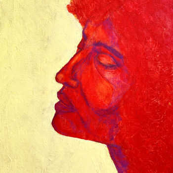 Painting titled "Red portrait" by Anna Gaikovich, Original Artwork, Acrylic