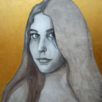 Painting titled "Golden Girl" by Anna Gianotti, Original Artwork, Acrylic