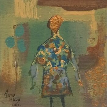 Malerei mit dem Titel "Jeune femme aux bal…" von Anna Grazi, Original-Kunstwerk, Acryl