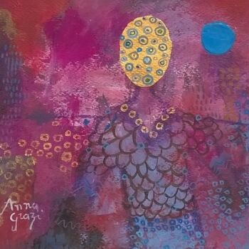 Painting titled "Lune bleue  #artist…" by Anna Grazi, Original Artwork, Acrylic