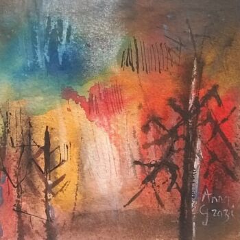 Pittura intitolato "Forêt dévastée  #ar…" da Anna Grazi, Opera d'arte originale, Acrilico