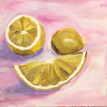 Painting titled "Pink lemon" by Anna Grete Moller, Original Artwork, Acrylic