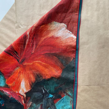 Textielkunst getiteld "SMALL LINEN KERCHIE…" door Anna Gurechkina, Origineel Kunstwerk, Stof