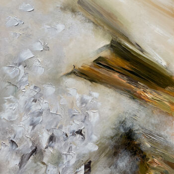 Painting titled "MOUNTAIN SLOPES" by Anna Gurechkina, Original Artwork, Oil Mounted on Wood Stretcher frame