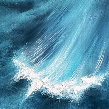 Painting titled "WAVE" by Anna Gurechkina, Original Artwork, Oil Mounted on Wood Stretcher frame