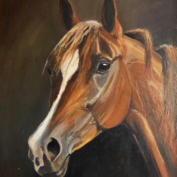Peinture intitulée "Koń Kasztan | Horse…" par Anna Irena Grabowska, Œuvre d'art originale, Huile