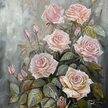 Картина под названием "Róże | Roses" - Anna Irena Grabowska, Подлинное произведение искусства, Масло