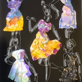 Collages intitulée "Fancy dresses" par Anna Ivanova, Œuvre d'art originale, Aquarelle