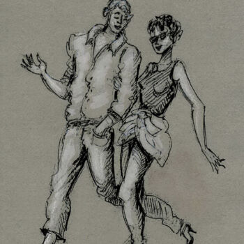 Drawing titled "Couple" by Anna Ivanova, Original Artwork, Gouache