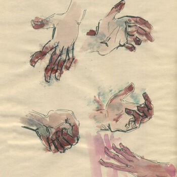Drawing titled "hands" by Anna Ivanova, Original Artwork, Watercolor