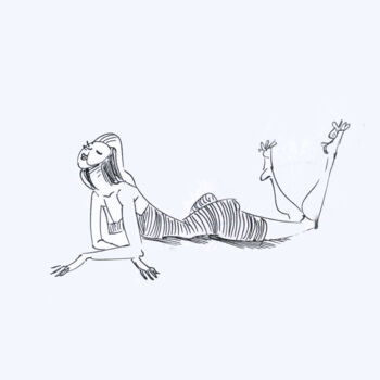 Рисунок под названием "girl on a beach" - Anna Ivanova, Подлинное произведение искусства, Гелевая ручка