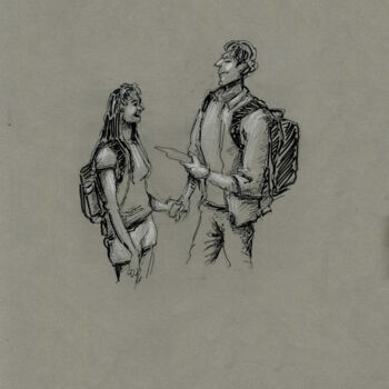 Tekening getiteld "People random" door Anna Ivanova, Origineel Kunstwerk, Inkt