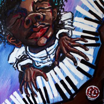 Painting titled "The pianist" by Anna Jennifer, Original Artwork, Acrylic Mounted on Wood Stretcher frame