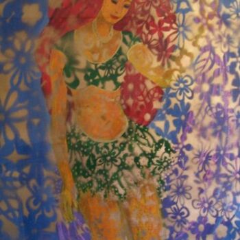 Malerei mit dem Titel "Frau in Gold" von Anna Kanz, Original-Kunstwerk