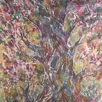 Painting titled "Tree of Hope.  Orig…" by Anna Keisar, Original Artwork, Fabric