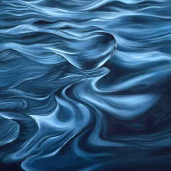 Painting titled "wave" by Anna Klimova, Original Artwork, Oil Mounted on Wood Stretcher frame