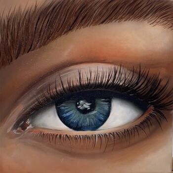 Painting titled "eye" by Anna Klimova, Original Artwork, Oil Mounted on Wood Stretcher frame