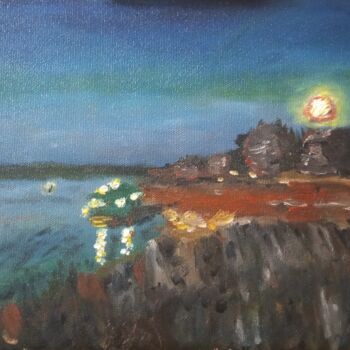 Картина под названием "Синий час" - Анна Корнилина, Подлинное произведение искусства, Масло