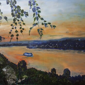 Картина под названием "Ветви березы на зак…" - Анна Корнилина, Подлинное произведение искусства, Масло