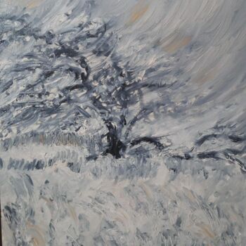 Картина под названием "Дуб в объятиях вьюги" - Анна Корнилина, Подлинное произведение искусства, Масло