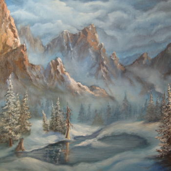 Pintura intitulada "мороз в горах" por Anna Koroleva, Obras de arte originais, Óleo