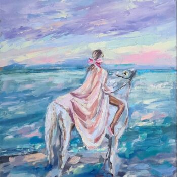 Картина под названием "On horseback" - Anna Krivtsova, Подлинное произведение искусства, Масло