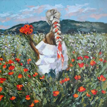 Malerei mit dem Titel "Poppies field" von Anna Krivtsova, Original-Kunstwerk, Öl
